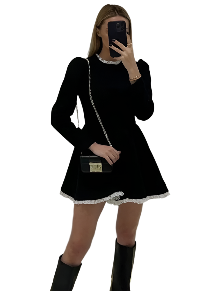 EB | Weibliche Spitzen A-Linien Mini Kleid