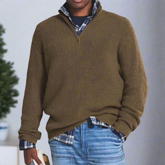EB | Baumwoll-Quarter-Zip-Pullover lässig geschnittenes Sweatshirt