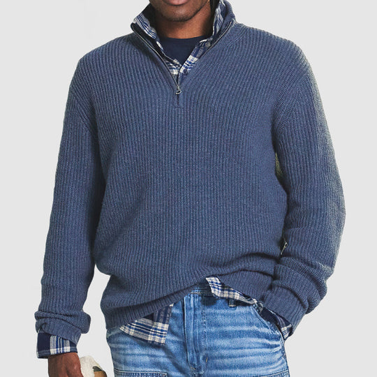 EB | Baumwoll-Quarter-Zip-Pullover lässig geschnittenes Sweatshirt