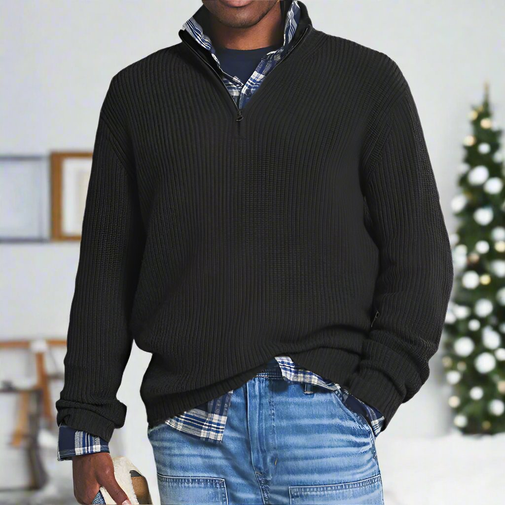 EB | Baumwoll-Quarter-Zip-Pullover lässig geschnittenes Sweatshirt