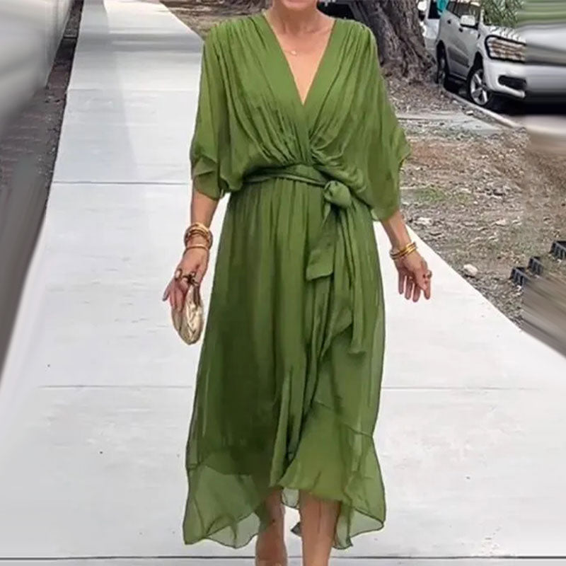 EB | Elegantes Flow V-Ausschnitt Kleid