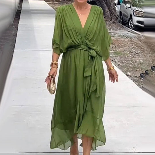 EB | Elegantes Flow V-Ausschnitt Kleid