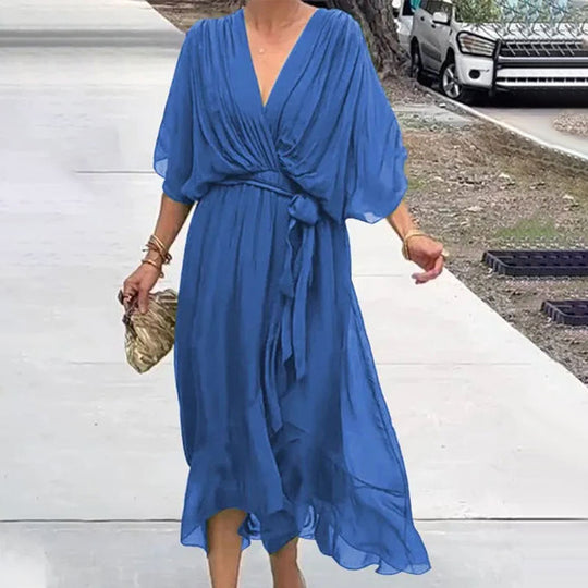 EB | Elegantes Flow V-Ausschnitt Kleid