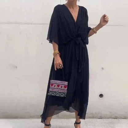 EB | Elegantes Flow V-Ausschnitt Kleid