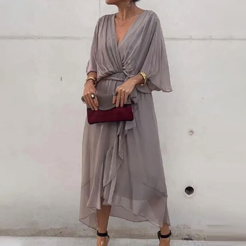 EB | Elegantes Flow V-Ausschnitt Kleid