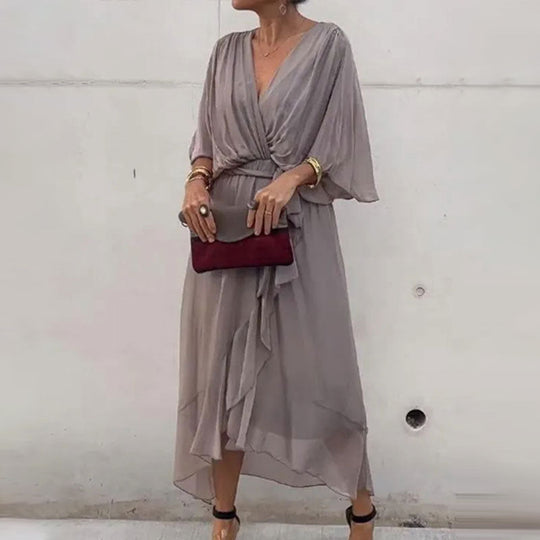 EB | Elegantes Flow V-Ausschnitt Kleid