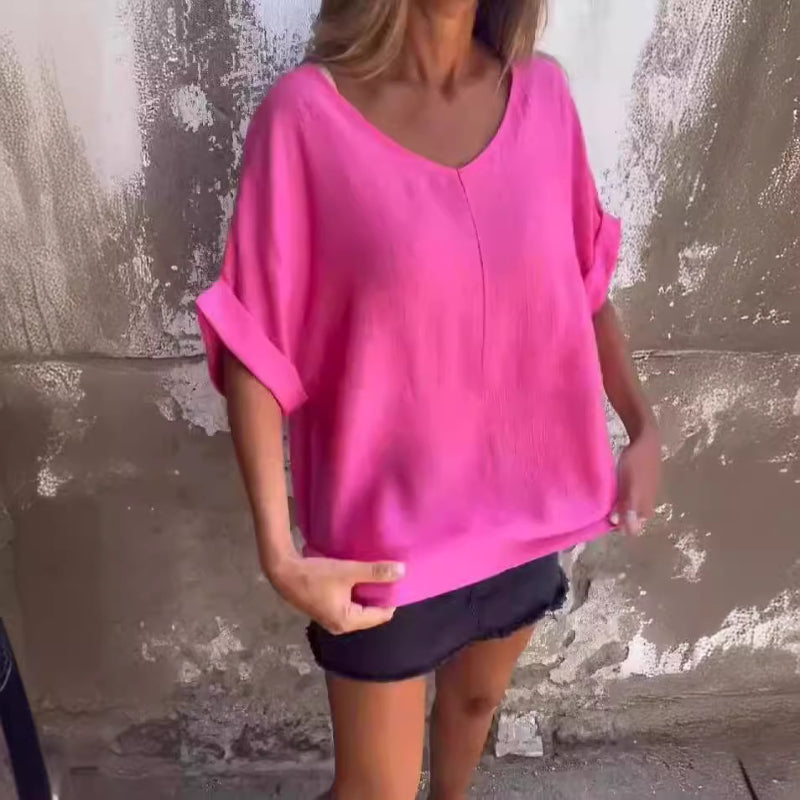 EB | T-Shirt mit Übergroßem V-Ausschnitt für Damen