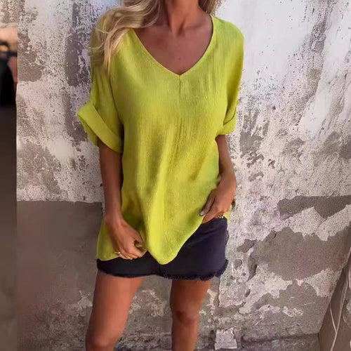 EB | T-Shirt mit Übergroßem V-Ausschnitt für Damen