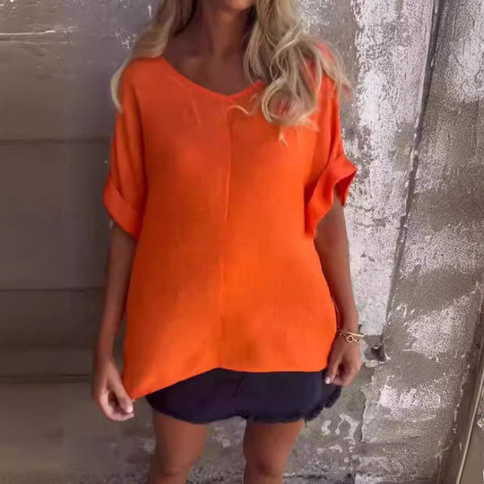 EB | T-Shirt mit Übergroßem V-Ausschnitt für Damen