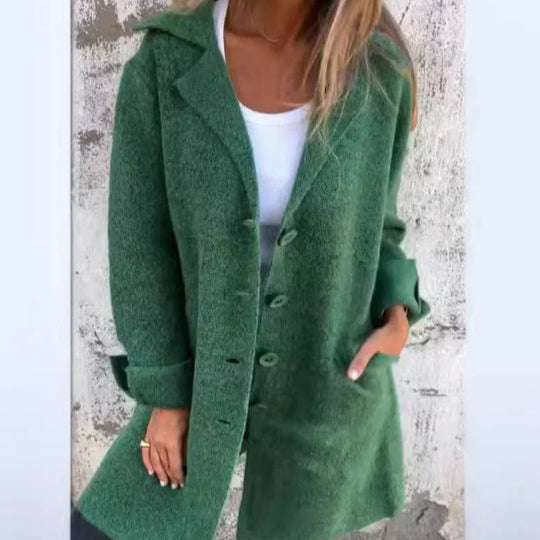 EB | Bequeme Mittellange Jacke mit Hochgeschlagenen Ärmel