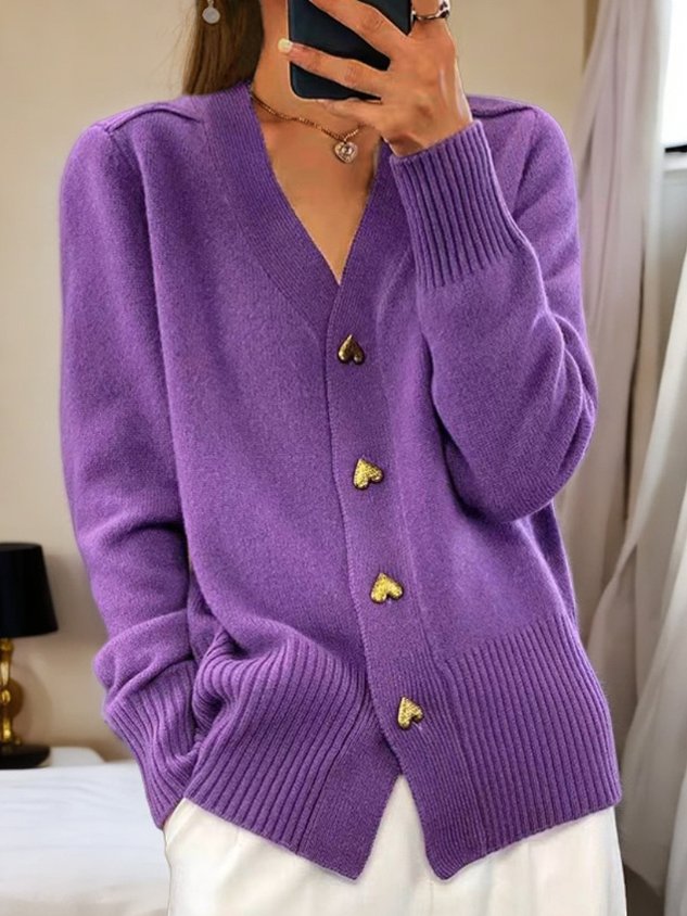 EB | Strickjacke Herzknöpfe Weich und Elegant