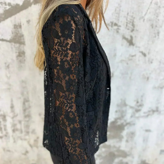EB | Blusenjacke Leicht Transparenter Look Elegant mit Klassischem Kragen