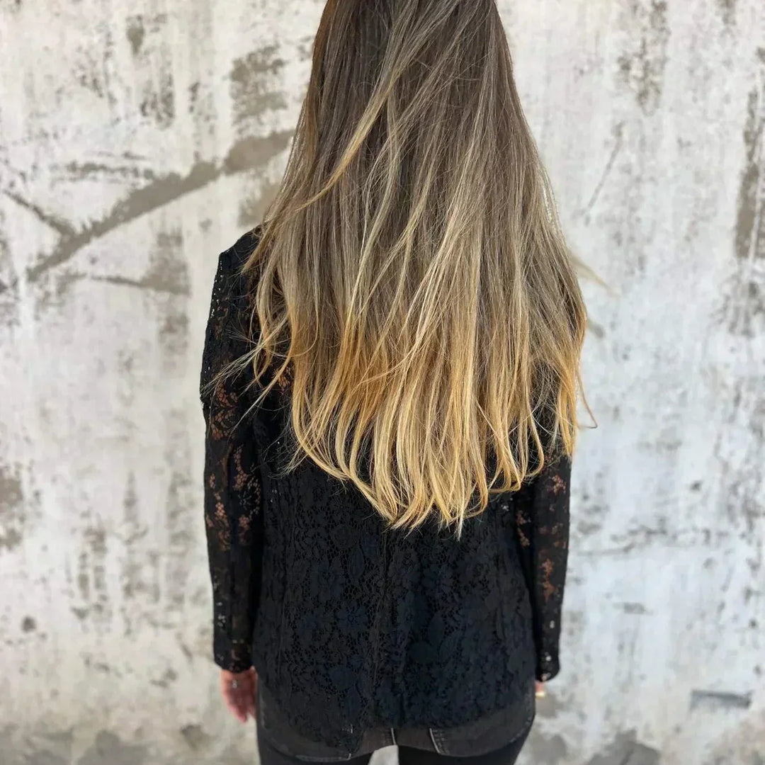 EB | Blusenjacke Leicht Transparenter Look Elegant mit Klassischem Kragen