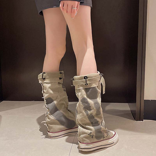 Modische Retro-Stiefel für Damen, flach & lässig EB EB