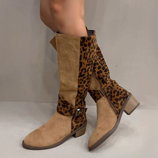 Trendige Damenstiefel mit Leopardenmuster EB EB