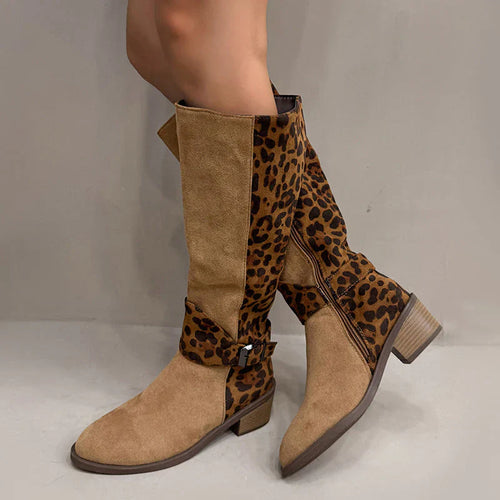 Trendige Damenstiefel mit Leopardenmuster EB EB