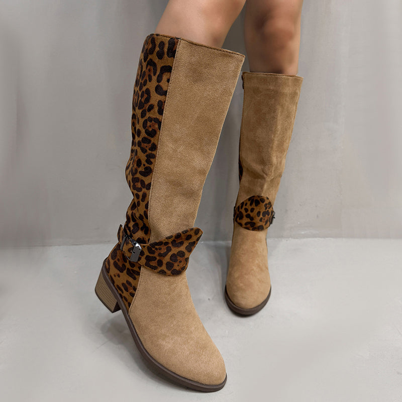 Trendige Damenstiefel mit Leopardenmuster EB EB