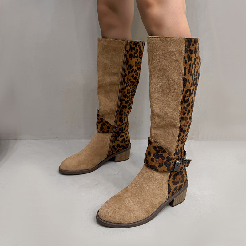 Trendige Damenstiefel mit Leopardenmuster EB EB