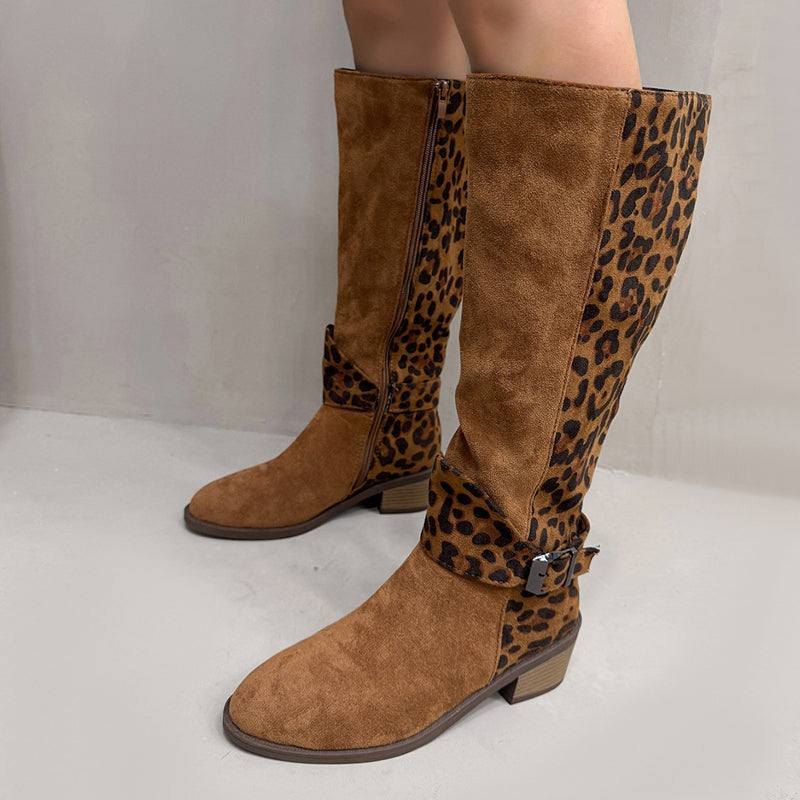 Trendige Damenstiefel mit Leopardenmuster EB EB