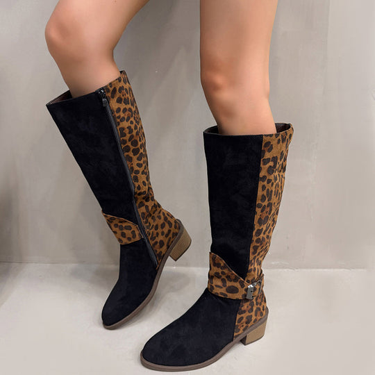 Trendige Damenstiefel mit Leopardenmuster EB EB