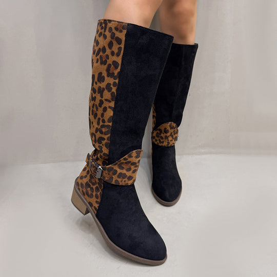 Trendige Damenstiefel mit Leopardenmuster EB EB