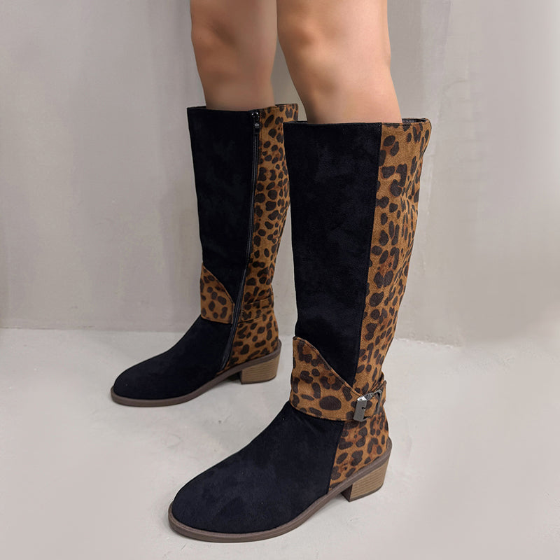 Trendige Damenstiefel mit Leopardenmuster EB EB
