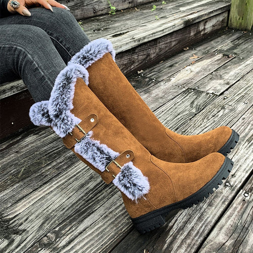 Gefütterte Mid-Calf Schneestiefel mit Kunstfell EB EB