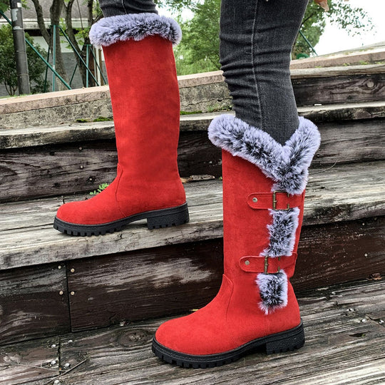 Gefütterte Mid-Calf Schneestiefel mit Kunstfell EB EB