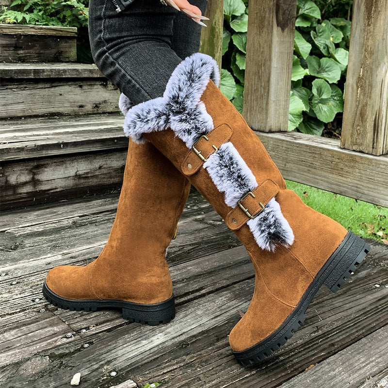 Gefütterte Mid-Calf Schneestiefel mit Kunstfell EB EB
