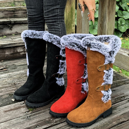 Gefütterte Mid-Calf Schneestiefel mit Kunstfell EB EB