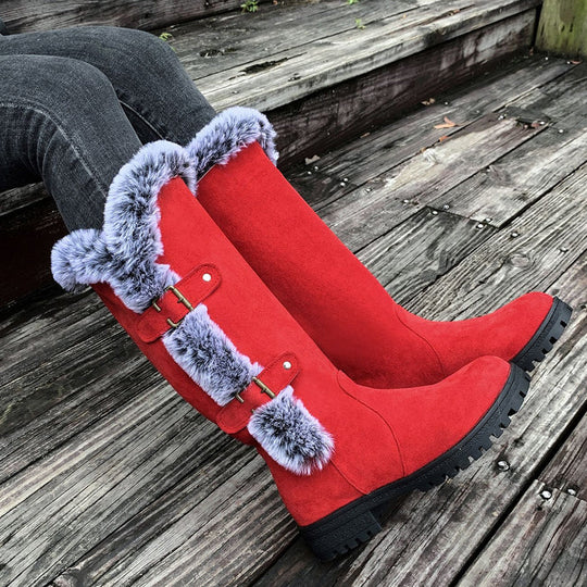 Gefütterte Mid-Calf Schneestiefel mit Kunstfell EB EB