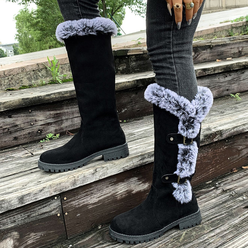 Gefütterte Mid-Calf Schneestiefel mit Kunstfell EB EB