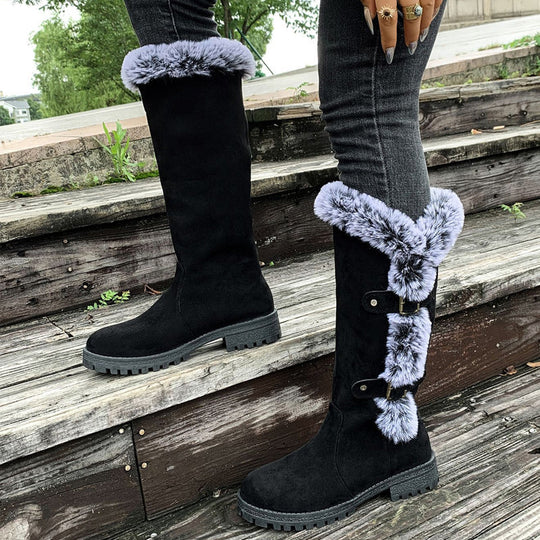 Gefütterte Mid-Calf Schneestiefel mit Kunstfell EB EB