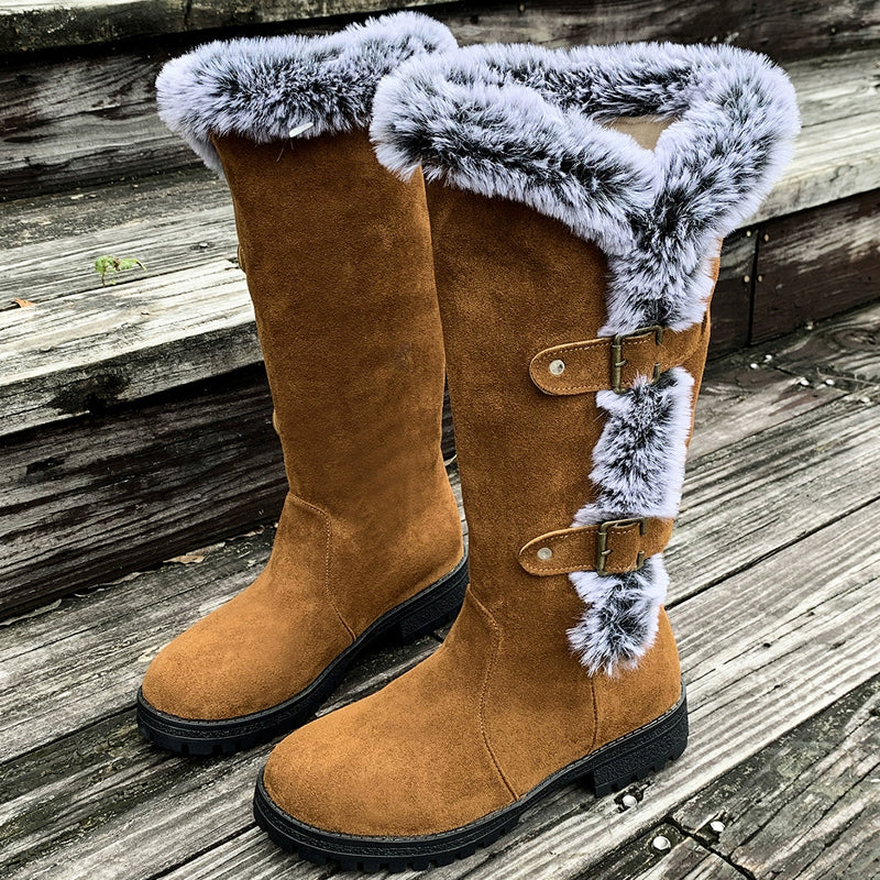 Gefütterte Mid-Calf Schneestiefel mit Kunstfell EB EB