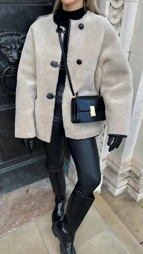 EB | Leder Damenjacke mit Kunstpelz