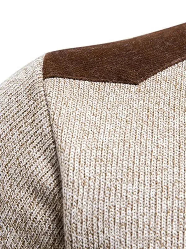 EB | Patchwork Reißverschluss Männer Rollkragenpullover