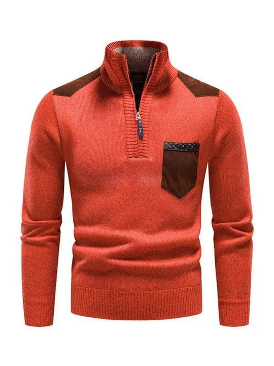 EB | Patchwork Reißverschluss Männer Rollkragenpullover