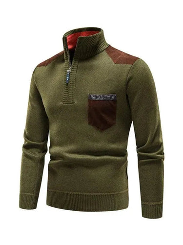 EB | Patchwork Reißverschluss Männer Rollkragenpullover