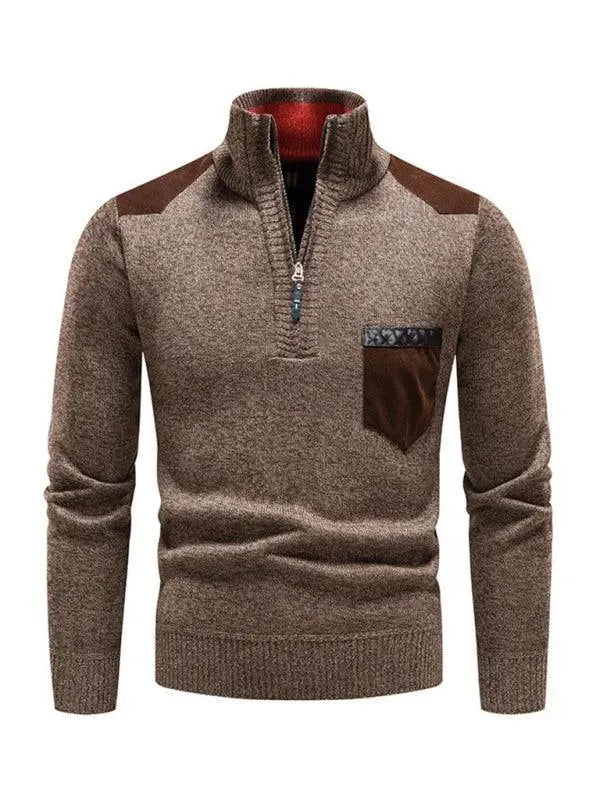 EB | Patchwork Reißverschluss Männer Rollkragenpullover