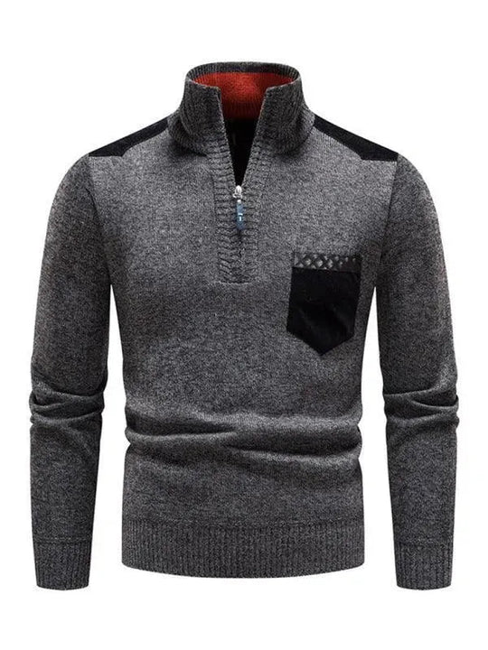 EB | Patchwork Reißverschluss Männer Rollkragenpullover