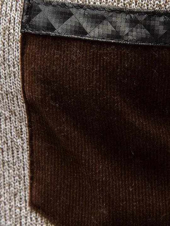 EB | Patchwork Reißverschluss Männer Rollkragenpullover