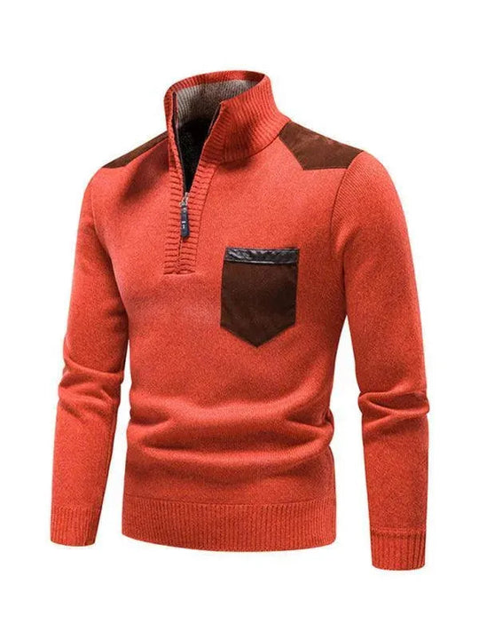 EB | Patchwork Reißverschluss Männer Rollkragenpullover