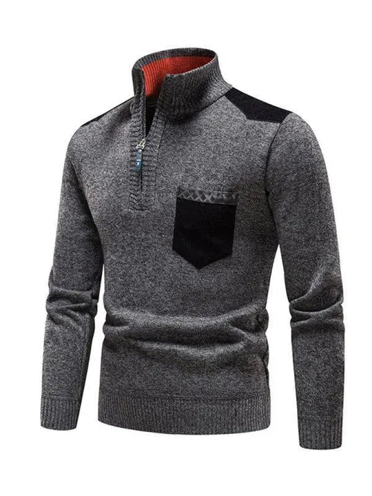 EB | Patchwork Reißverschluss Männer Rollkragenpullover