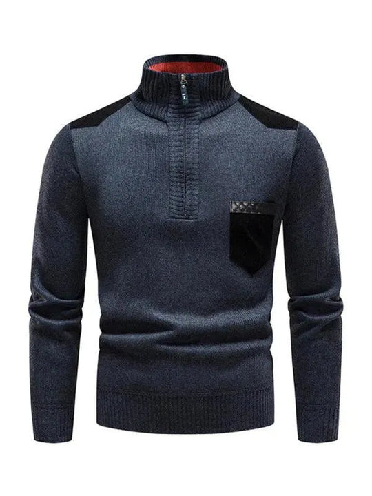 EB | Patchwork Reißverschluss Männer Rollkragenpullover