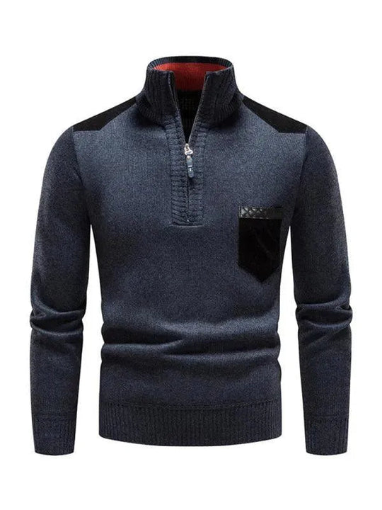 EB | Patchwork Reißverschluss Männer Rollkragenpullover