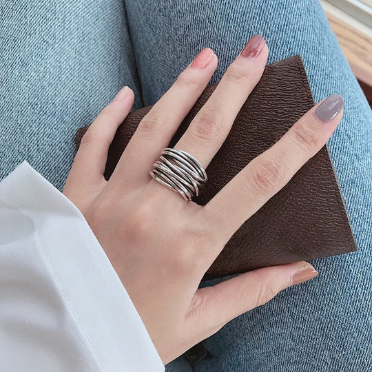 EB | Silber Verstellbarer Ring In Lagen