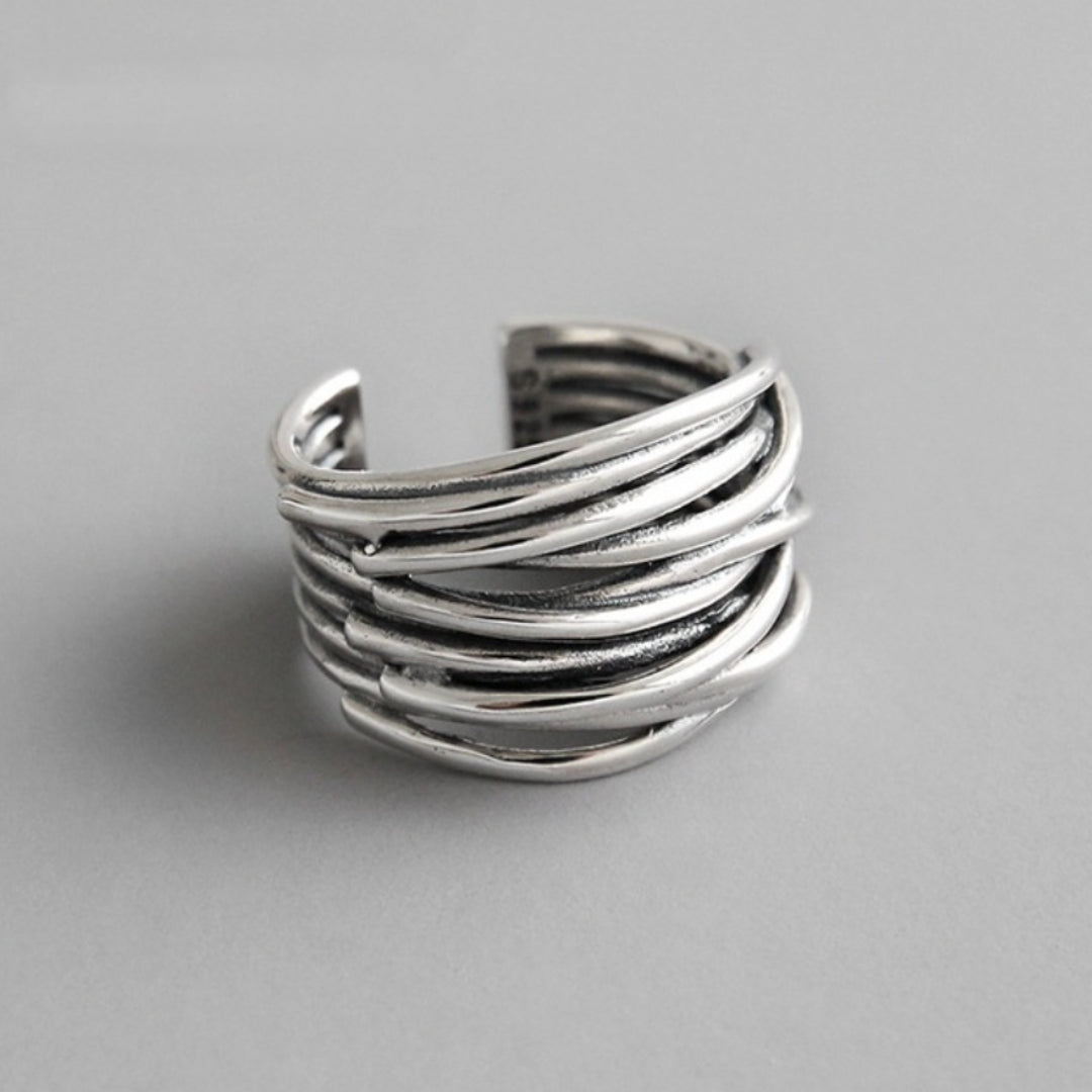 EB | Silber Verstellbarer Ring In Lagen