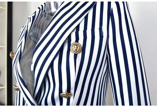 EB | Gestreifter Blazer Damen - Lässig - Gestreift-Pinstripe