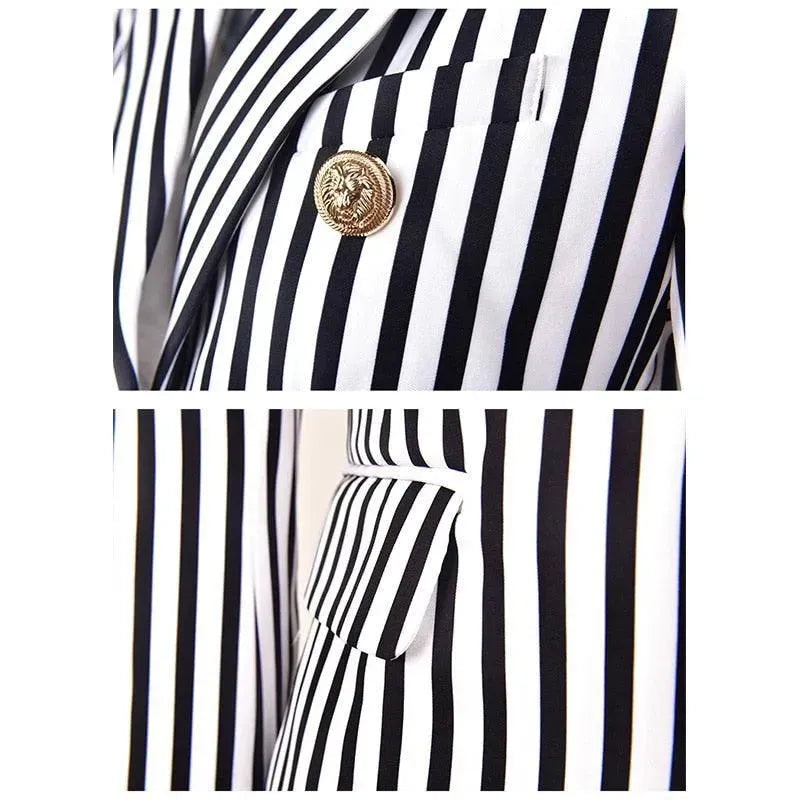 EB | Gestreifter Blazer Damen - Lässig - Gestreift-Pinstripe