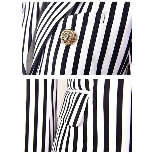 EB | Gestreifter Blazer Damen - Lässig - Gestreift-Pinstripe